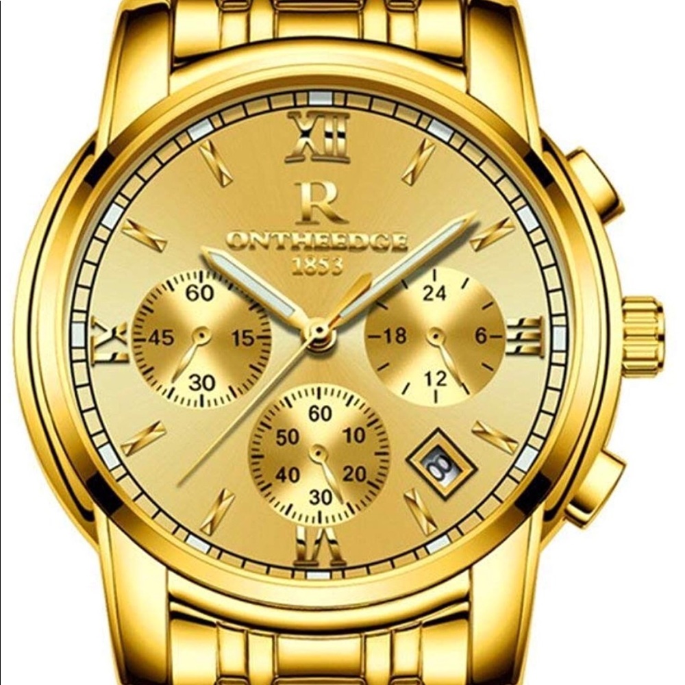 Men’s Luxury Gold Multi-Functional Watch